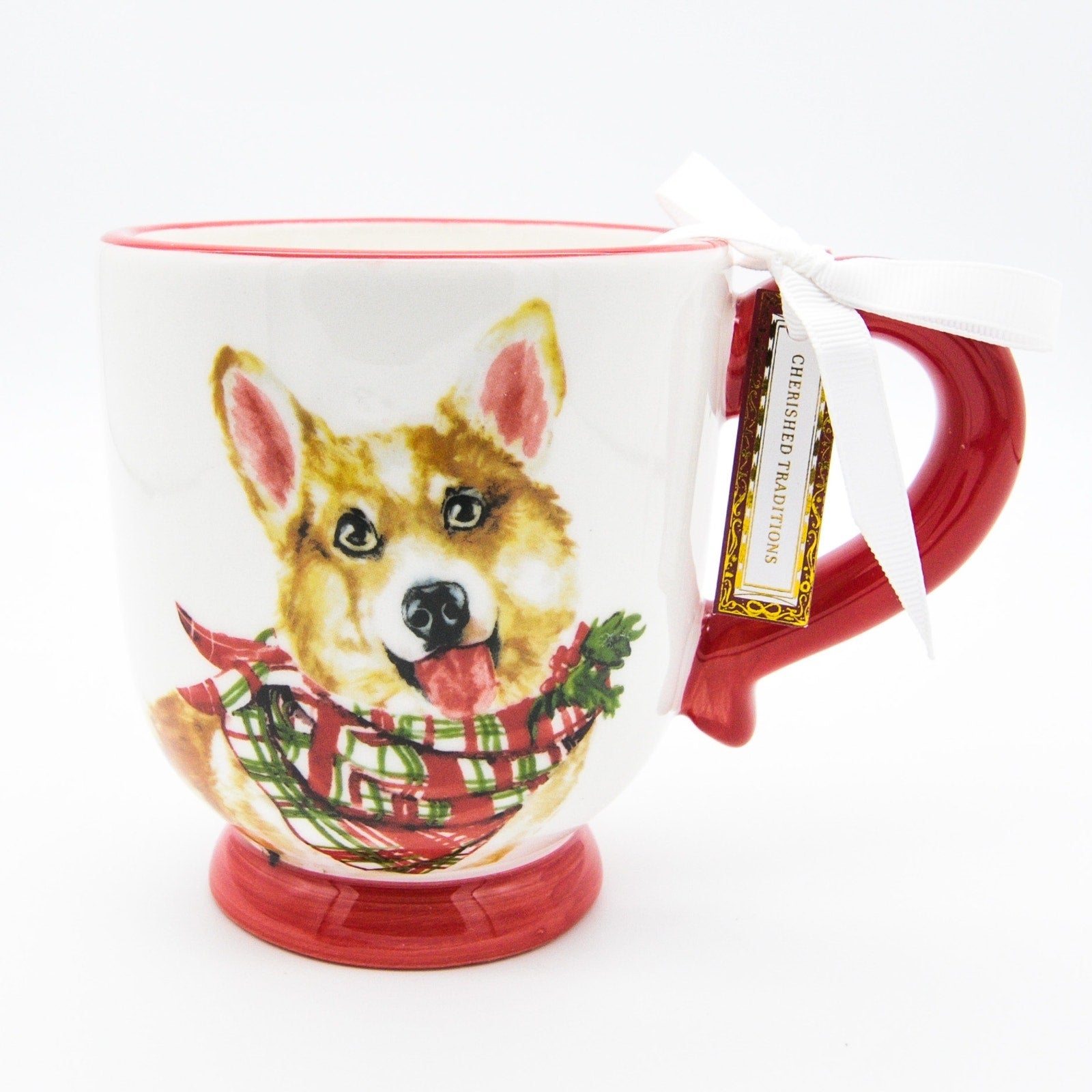 Christmas Corgi Mug, 16oz Ceramic Coffee Cup for Corgi Dog Lovers by Potter's Studio