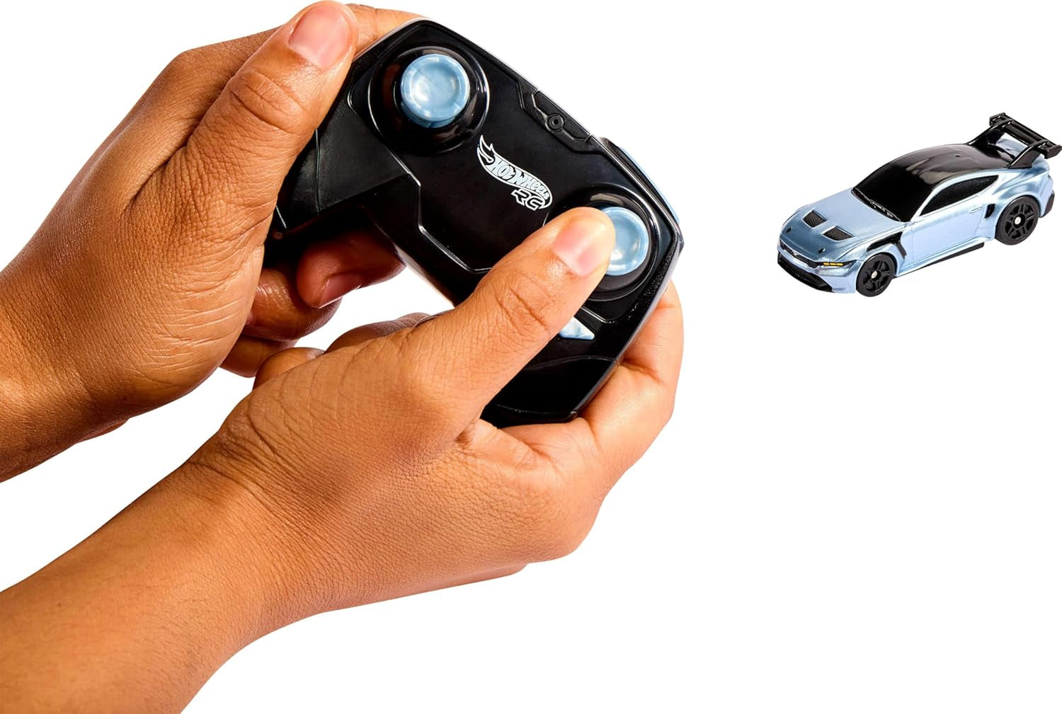 RC Toy Car, Full-Function Remote-Control 1:64 Scale Ford Mustang, Booster Button to Race & Stunt On- or Off-Track, Recharge with USB Cable