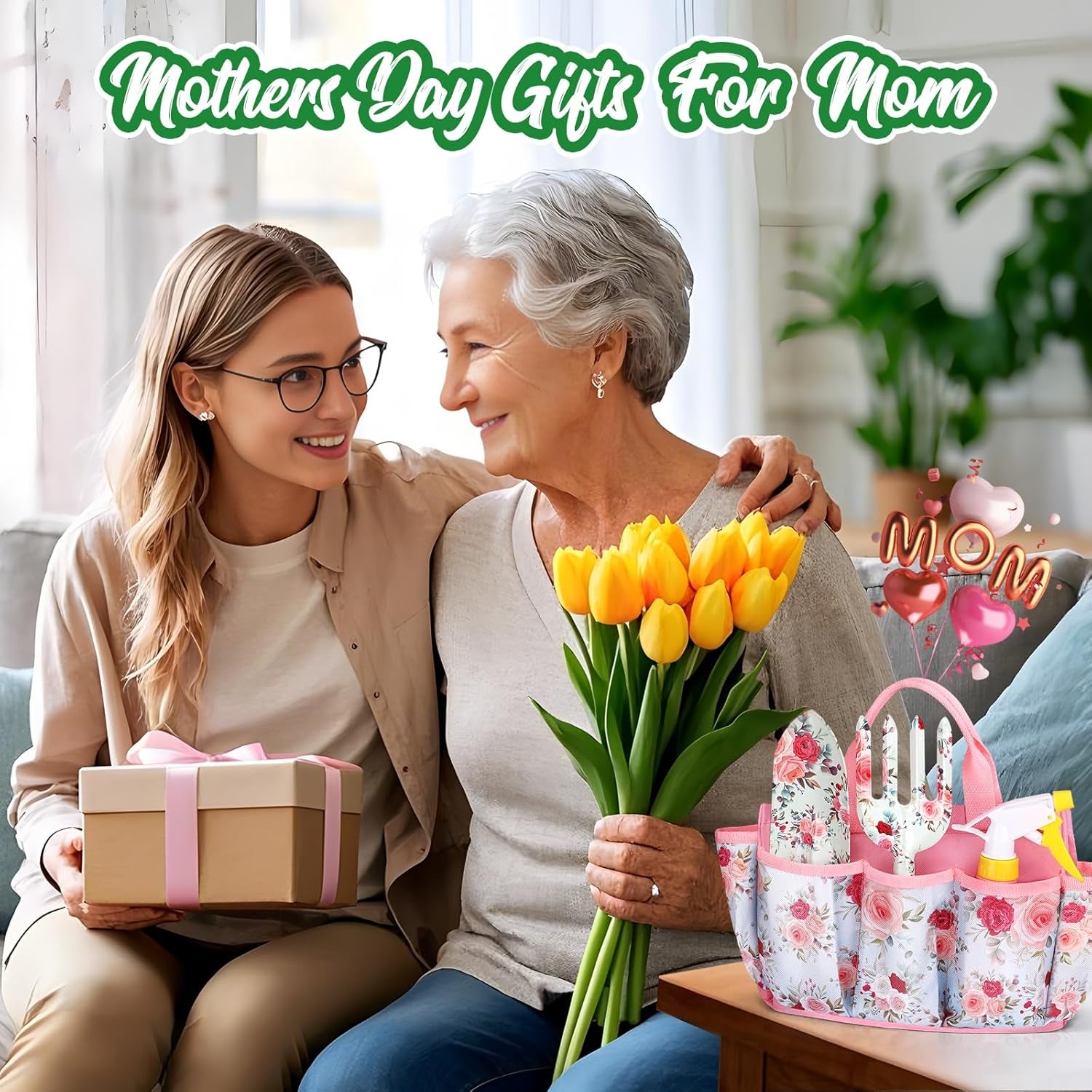 Linkax Mothers Day Mom Gifts for Mothers Wife Daughter, 9-Piece Garden Tools Set Gifts for Adults Women, Spring Gardening Birthday Present for Her Wife Mama Friends Sister Ladies Plant Lovers