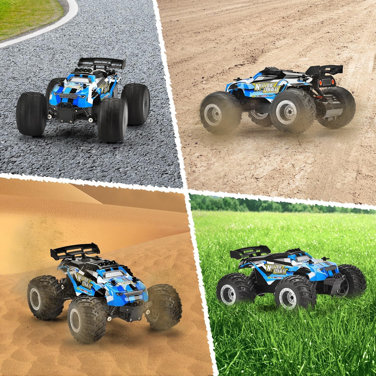 Remote Control Car, 2.4Ghz Glow-Up RC Cars with Body Lights & Headlights, 2 Rechargeable Batteries for 40 Min Play, 20 KM/H All Terrain Off-Road Monster Truck,Toys for Boys Kids Age 4-7 8-12 Xmas Gift