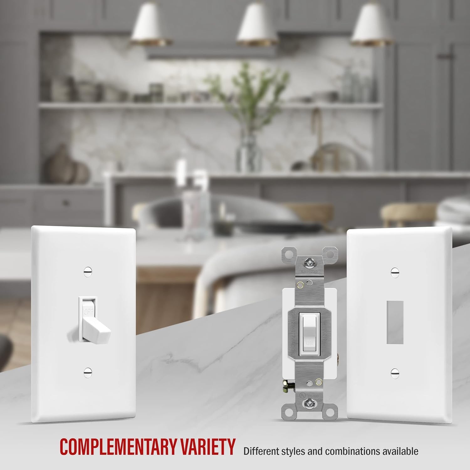 ENERLITES 20 Amp Toggle Light Switch, Single Pole, 20A 120-277V, Grounding Screw, Commercial Grade, UL Listed, 81200-W, White