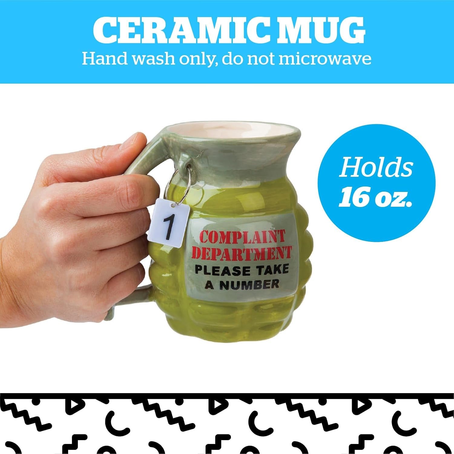 Grenade Coffee Mug – Take a Number Funny Office Mug (16oz)