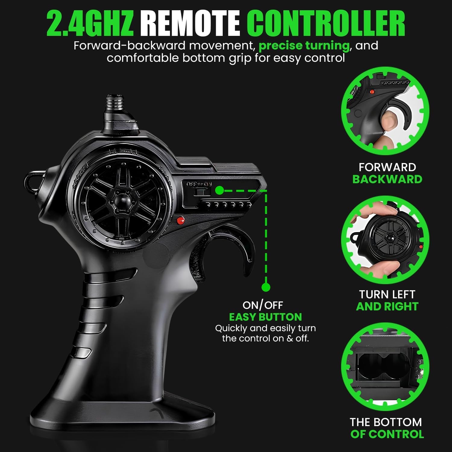 Remote Control Car, 2.4Ghz High Speed 18KM/H Monster Truck Toys, 4WD RC Car with 2 Rechargeable Batteries, 200Ft Range, 1:20 Scale All Terrain RC Cars, Toys Gifts for Kids and Adults - LED Headlights