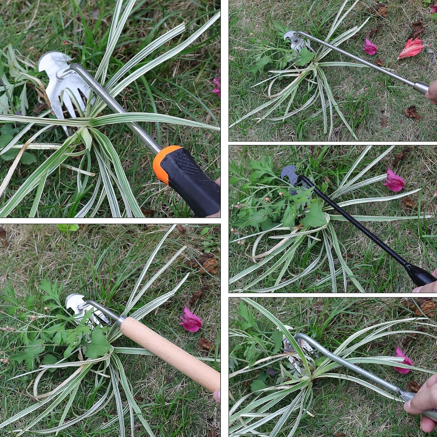 Weed Puller Tool,Portable Garden Weeder Tool,2024 New Manganese Steel Weeding Tools,For Hand Weeder Puller for Vegetable Gardening Backyard Farm Planting & Uprooting Weeding Tool (Rubber Handle)