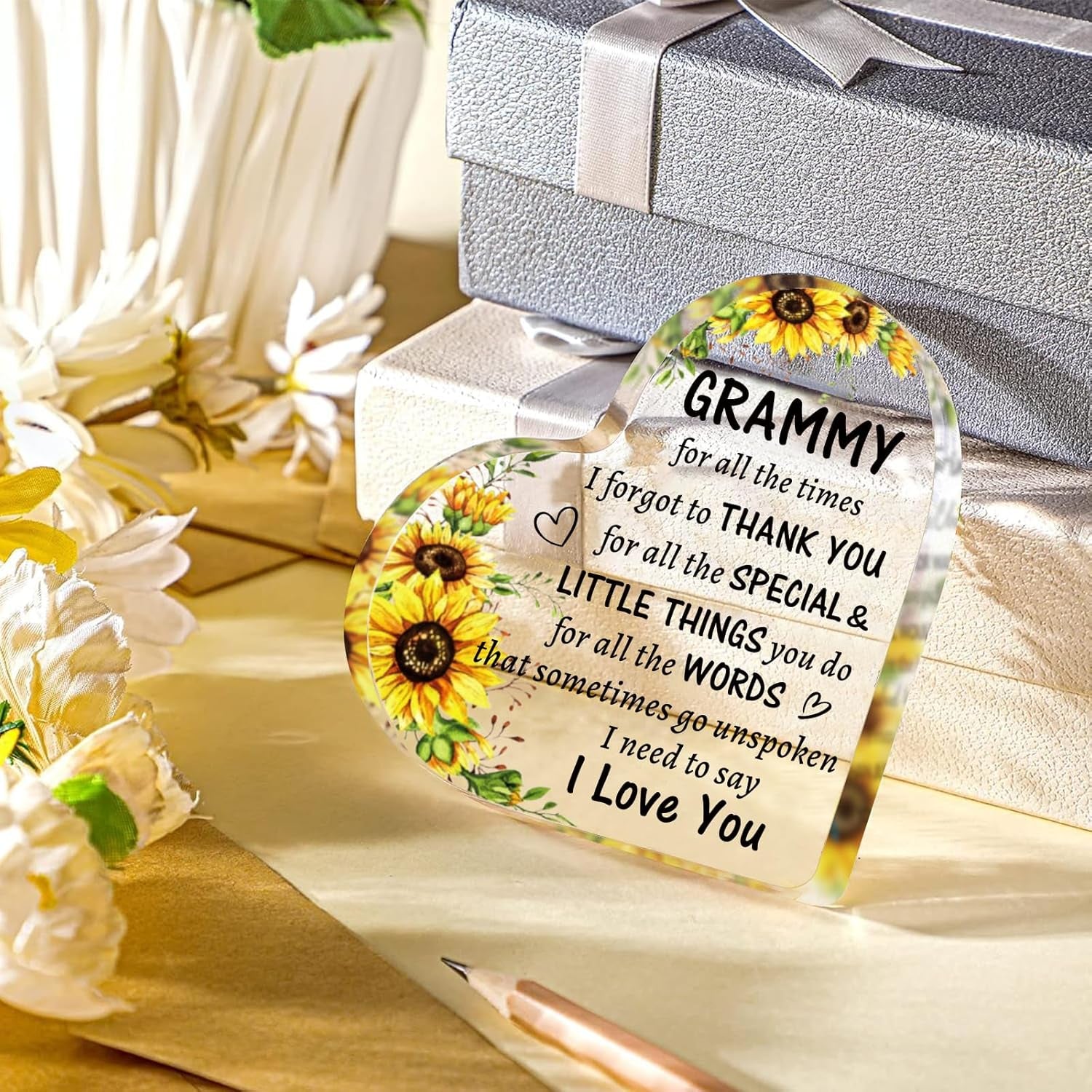 Grammy Mothers Day Gifts from Grandkids, to My Nana Acrylic Heart Sign Keepsake Presents, Birthday Christmas Valentines Day Gifts for Grammy Grandma Grandmother