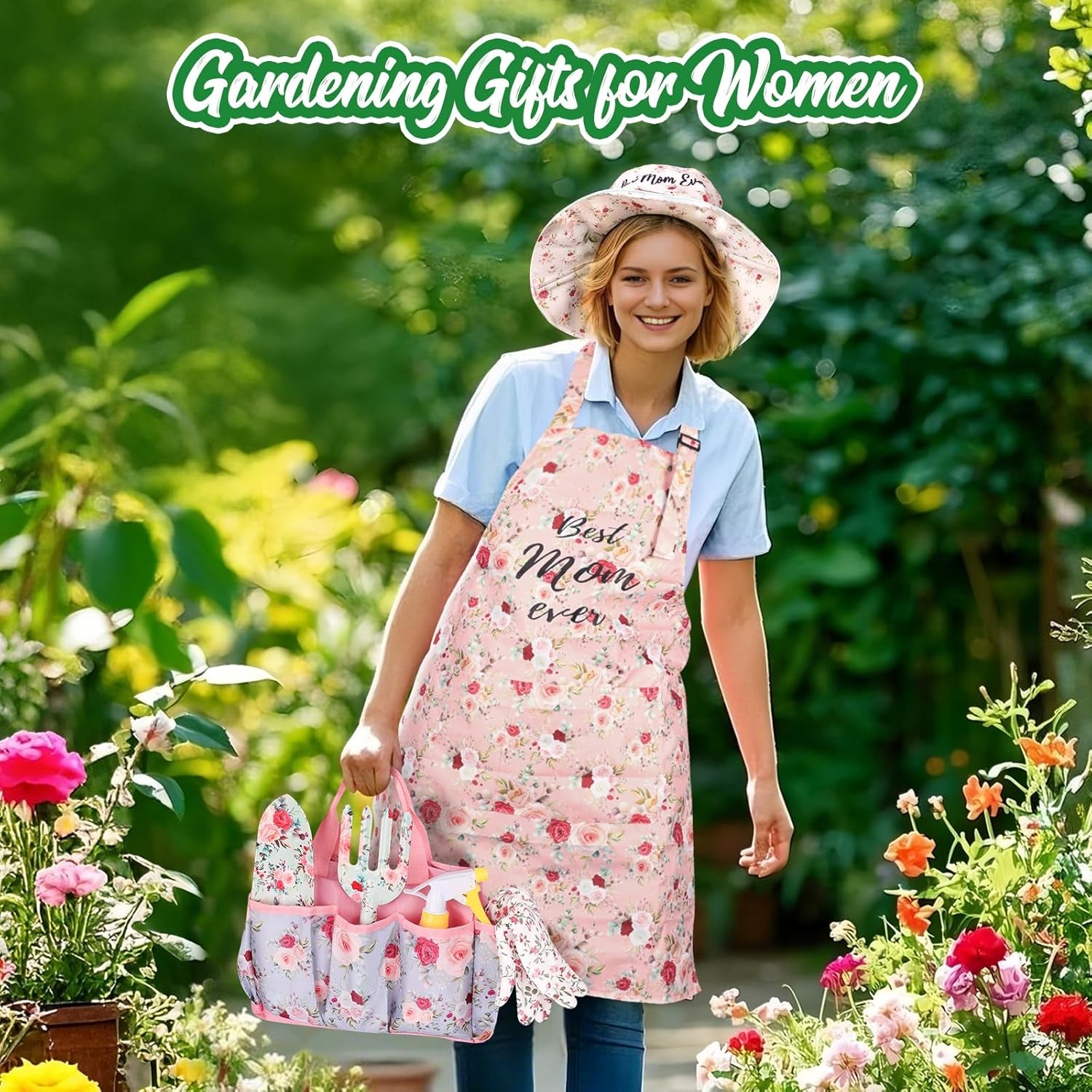 Linkax Mothers Day Mom Gifts for Mothers Wife Daughter, 9-Piece Garden Tools Set Gifts for Adults Women, Spring Gardening Birthday Present for Her Wife Mama Friends Sister Ladies Plant Lovers