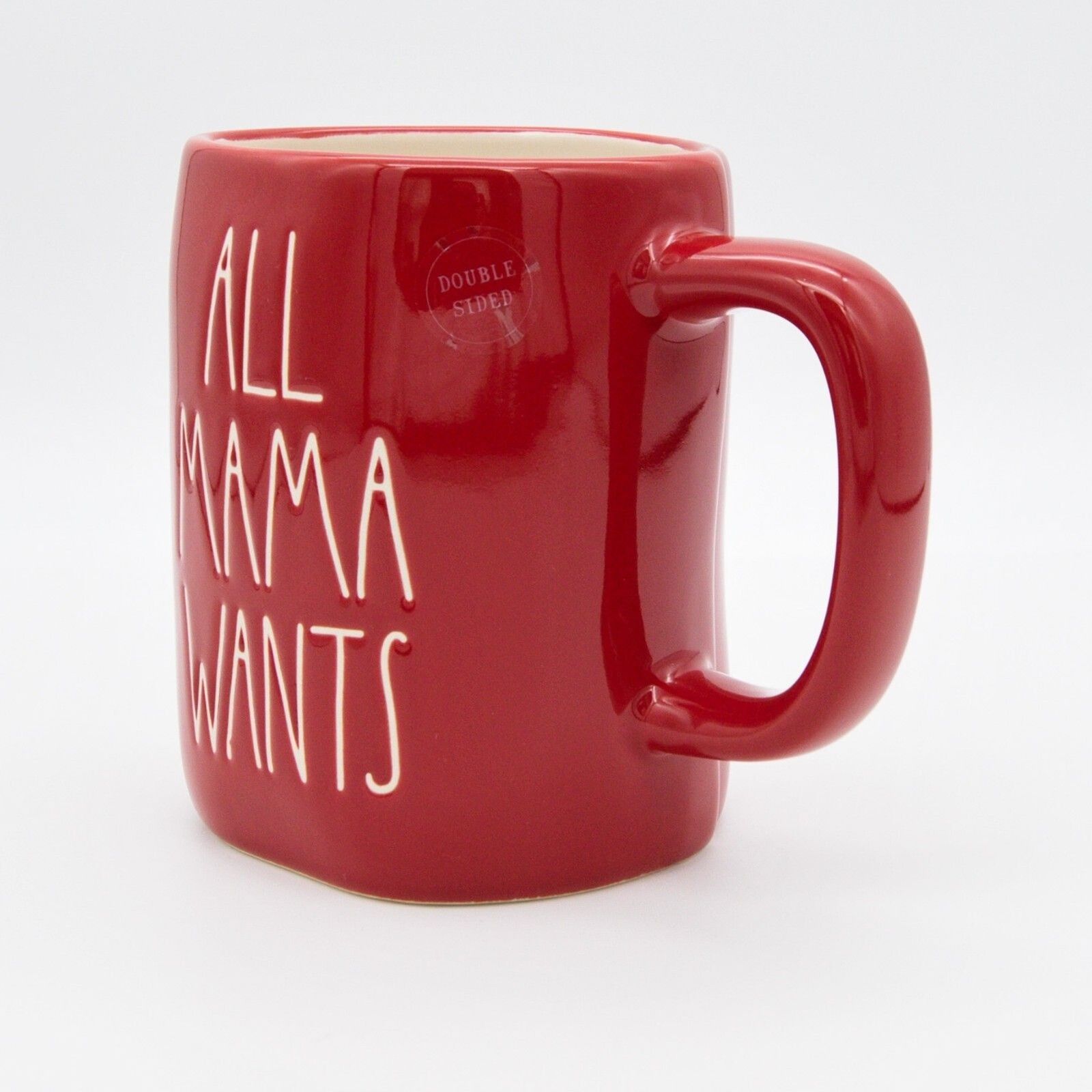 Red Rae Dunn Mug, All Mama Wants for Christmas 16oz Ceramic Coffee Cup Gift, New