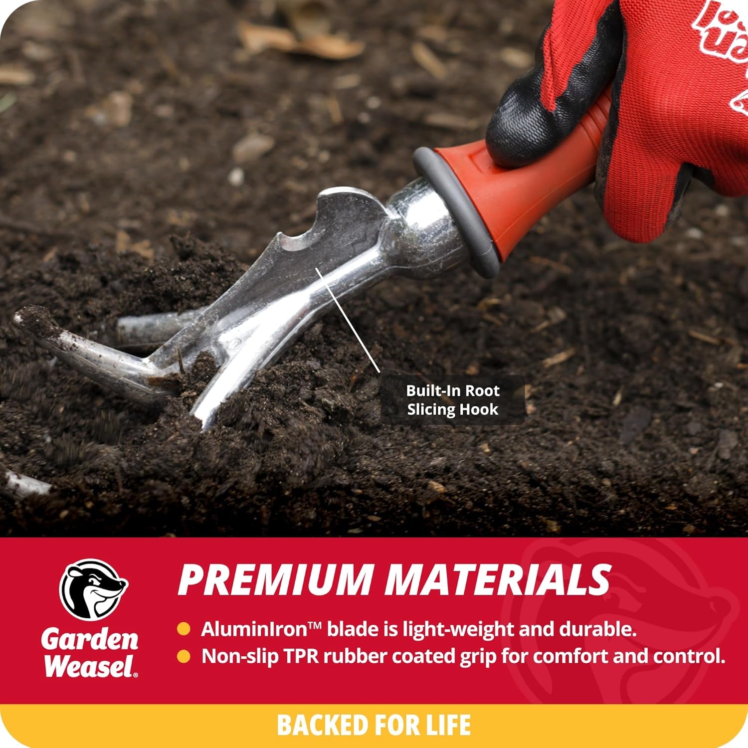 Garden Weasel Double-Sided Garden Cultivator/Tiller | Cultivate, Till, Break up Soil | Planting and Gardening Hand Digging Tool, Heavy Duty Cultivator, Hand Tool Weeder | 91367