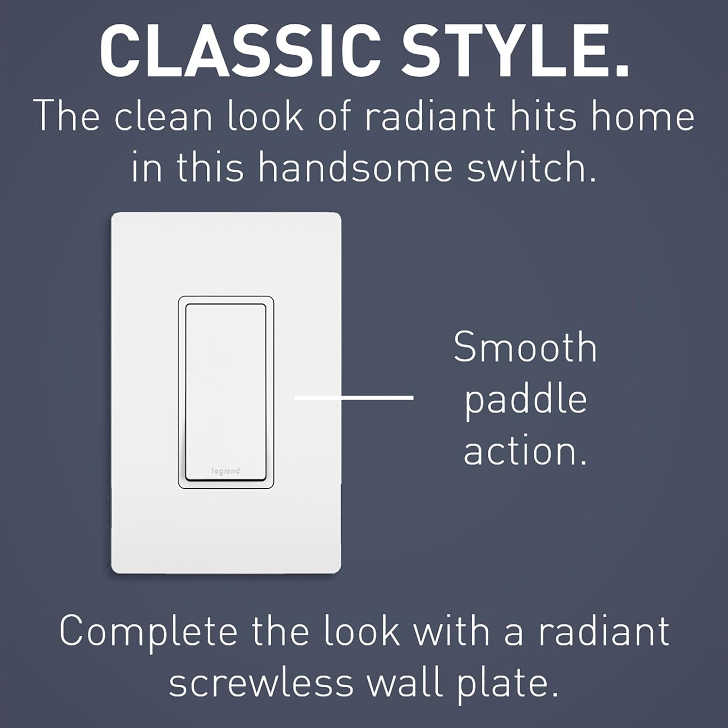 Legrand Radiant TM873WCC10 15 Amp Rocker Wall Switch, 3-Way Decorator Light Switches, White (1 Count)