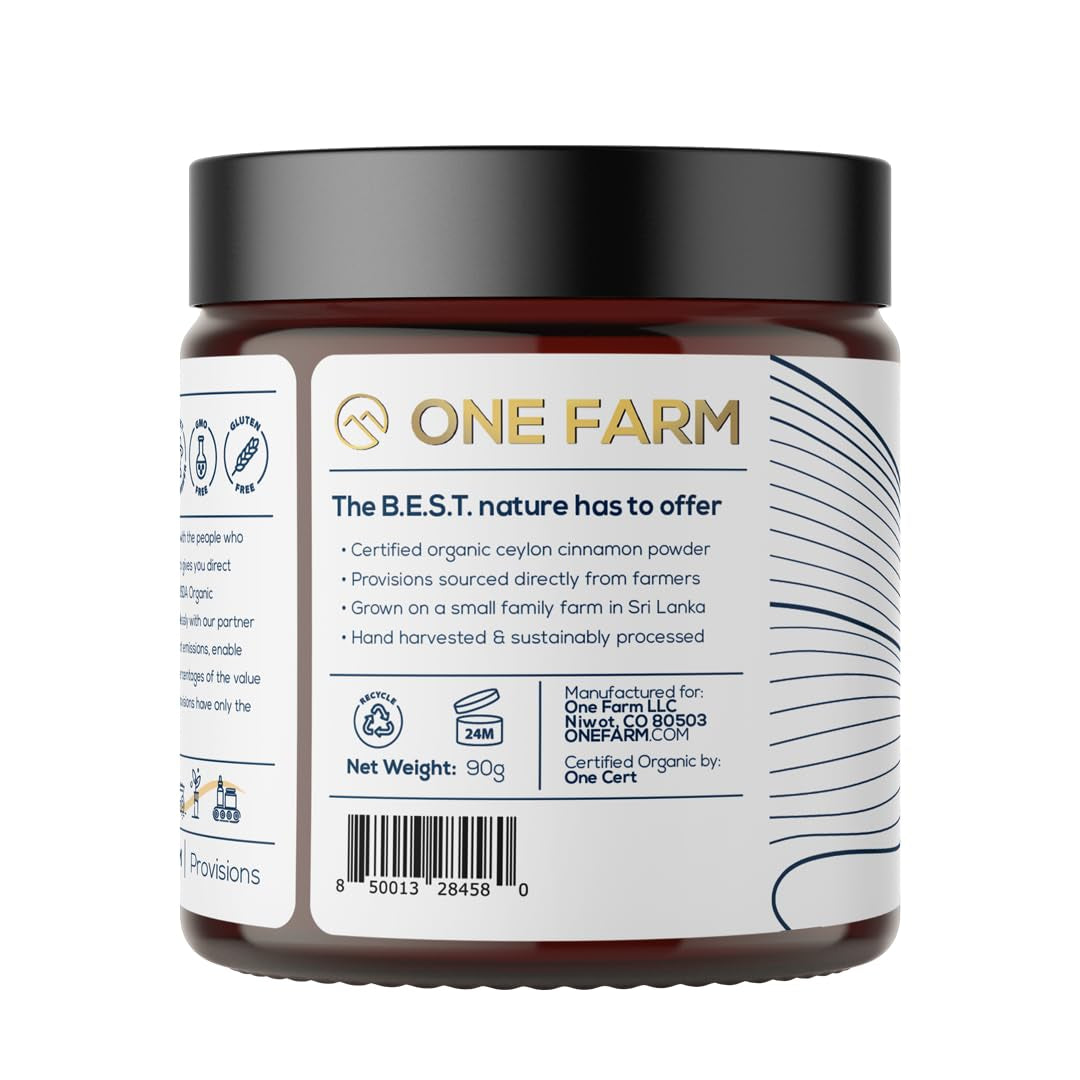 Organic Ceylon Cinnamon, Single Estate, Freshly Ground Premium Sri Lanka Cinnamon, Non-Gmo, Fair-Trade & Gluten Free in Resealable Jar for Cooking, Smoothies, Coffee & Tea