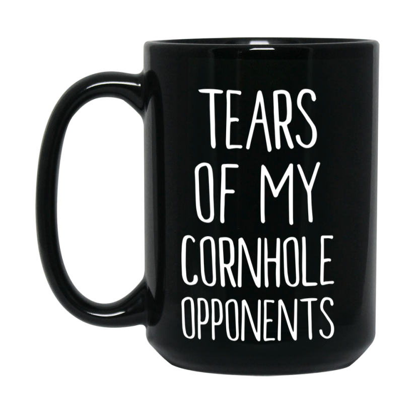 Tears Of My Cornhole Opponents Black Ceramic Mug