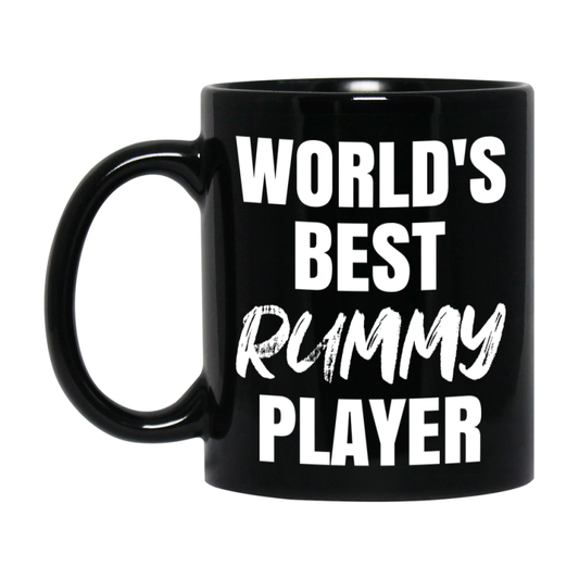 World's Best Rummy Player Mug, Funny Card Game Player Gift, 11Oz Or 15Oz Black Ceramic Mug