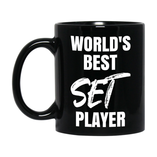 World's Best Set Player Mug, Funny Card Game Player Gift, 11Oz Or 15Oz Black Ceramic Mug