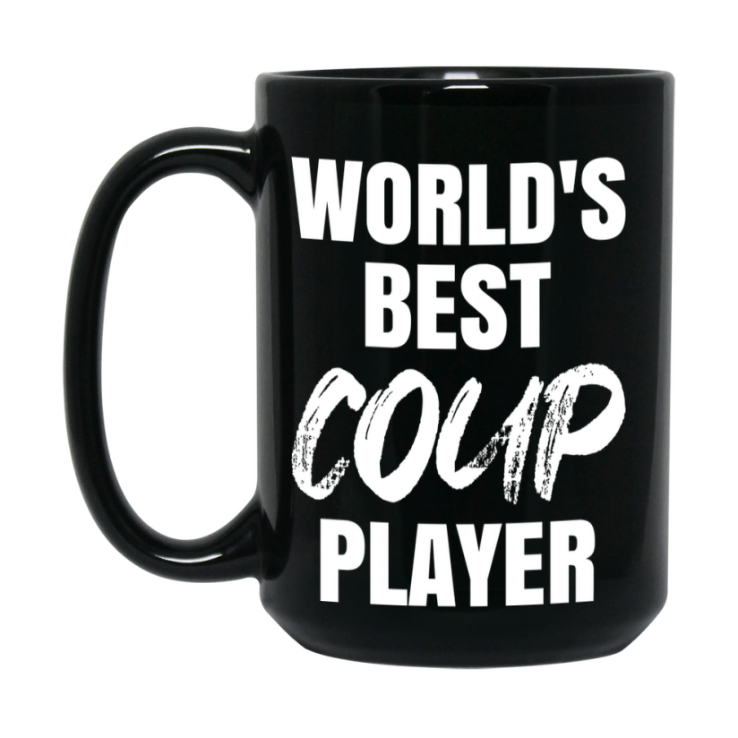 World's Best Coup Player Mug, Funny Card Game Player Gift, 11Oz Or 15Oz Black Ceramic Mug
