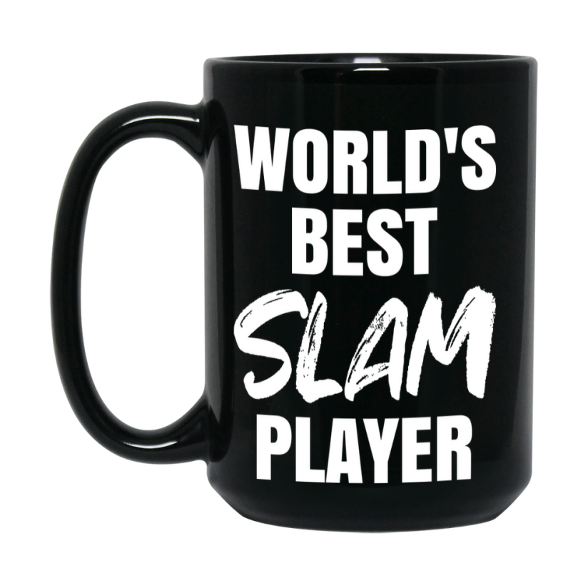 World's Best Slam Player Mug, Funny Card Game Player Gift, 11Oz Or 15Oz Black Ceramic Mug
