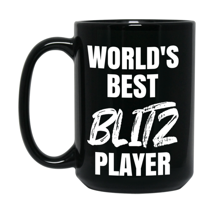 World's Best Blitz Player Mug, Funny Card Game Player Gift, 11Oz Or 15Oz Black Ceramic Mug