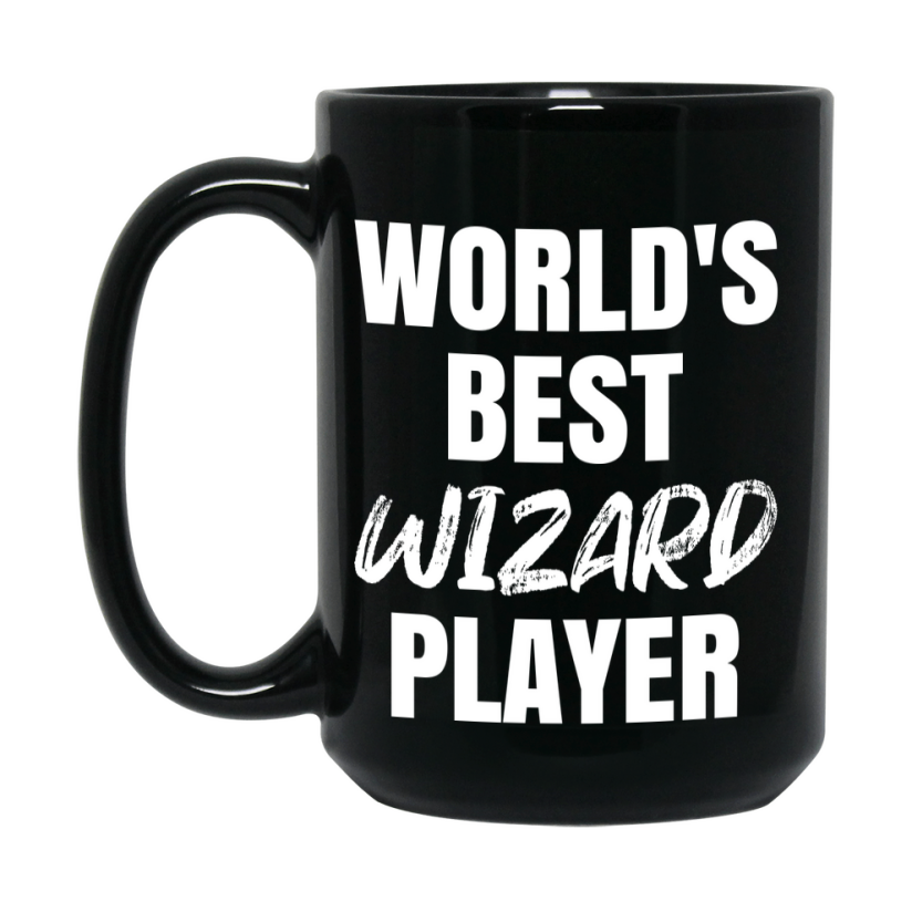 World's Best Wizard Player Mug, Funny Card Game Player Gift, 11Oz Or 15Oz Black Ceramic Mug