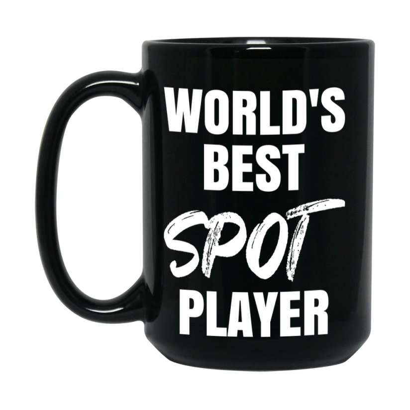 World's Best Spot Player Mug, Funny Card Game Player Gift, 11Oz Or 15Oz Black Ceramic Mug