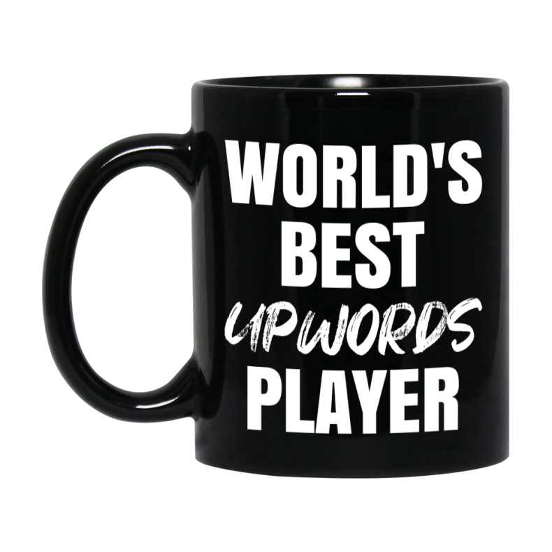 World's Best Upwords Player Mug, Funny Card Game Player Gift, 11Oz Or 15Oz Black Ceramic Mug