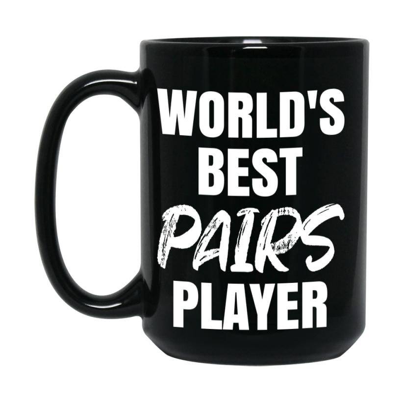World's Best Pairs Player Mug, Funny Card Game Player Gift, 11Oz Or 15Oz Black Ceramic Mug