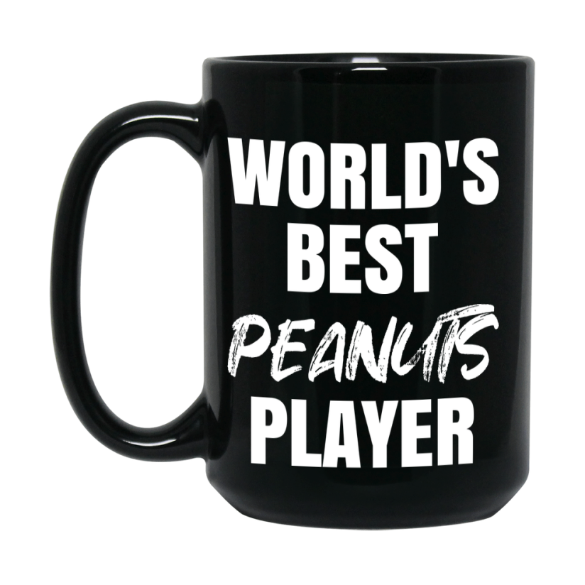 World's Best Peanuts Player Mug, Funny Card Game Player Gift, 11Oz Or 15Oz Black Ceramic Mug