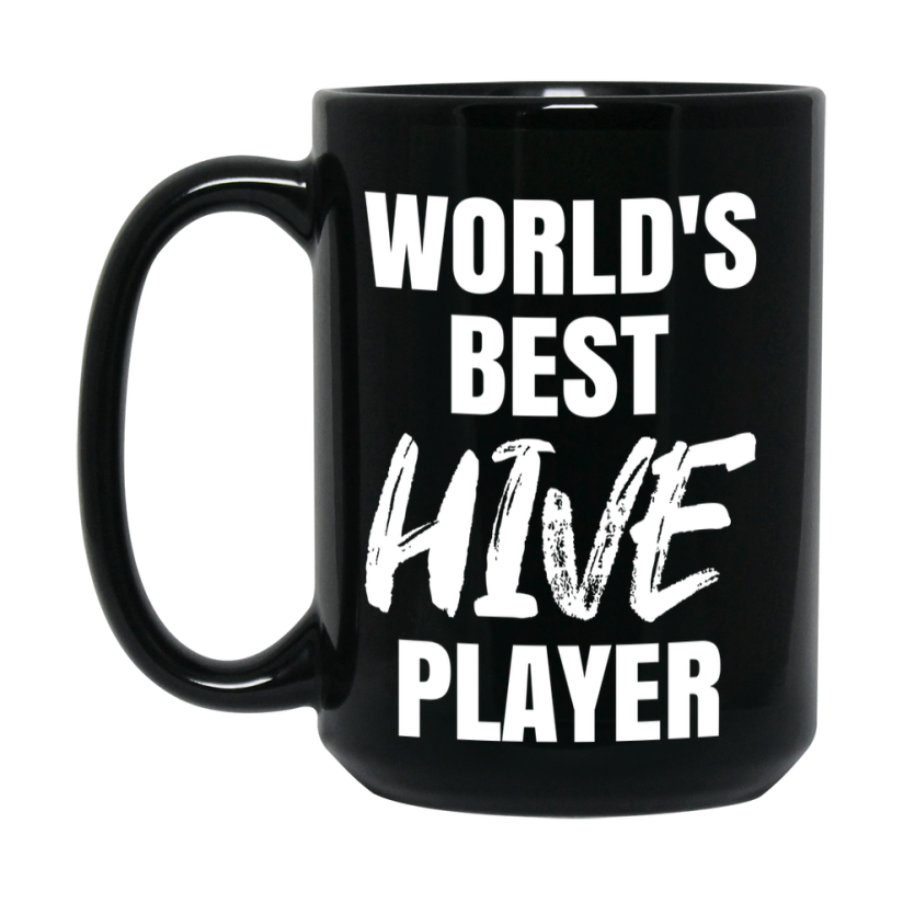 World's Best Hive Player Mug, Funny Card Game Player Gift, 11Oz Or 15Oz Black Ceramic Mug