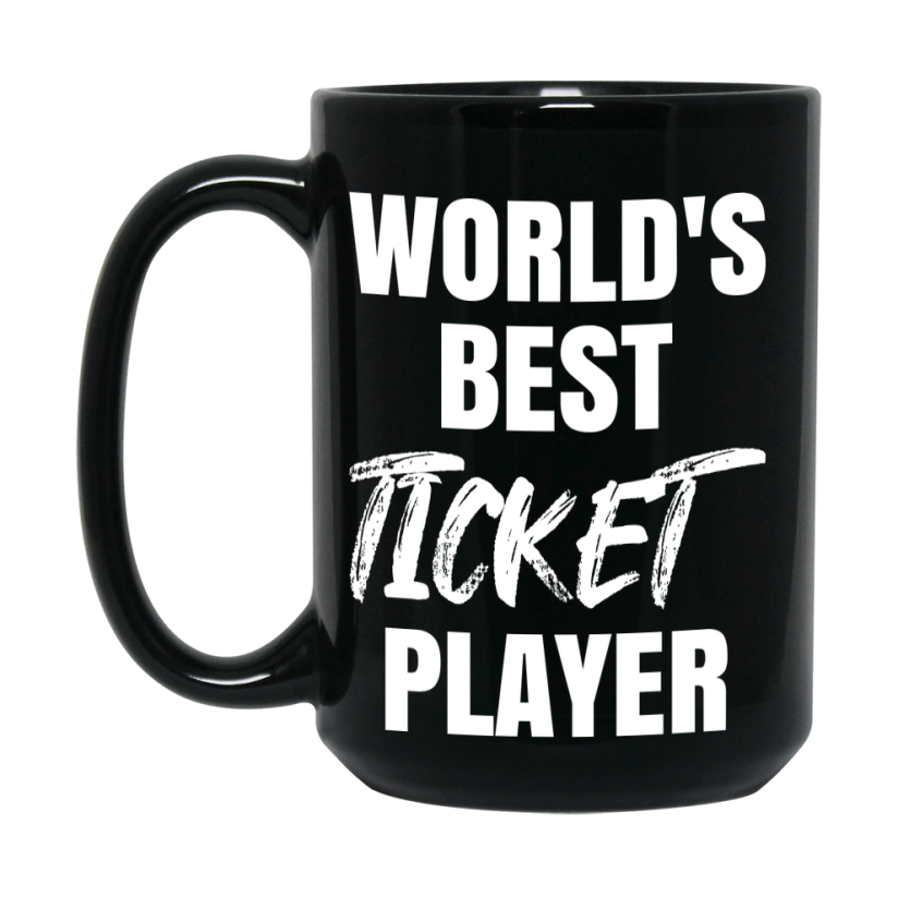 World's Best Ticket Player Mug, Funny Game Board Gift, 11Oz Or 15Oz Black Ceramic Mug