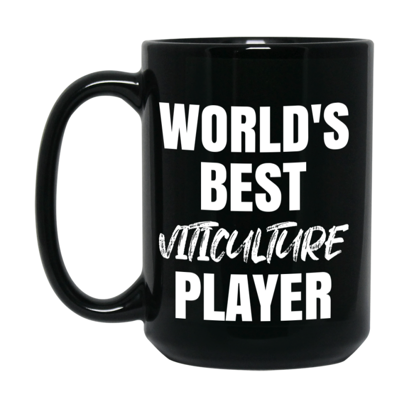 World's Best Viticulture Player Mug, Funny Game Board Gift, 11Oz Or 15Oz Black Ceramic Mug