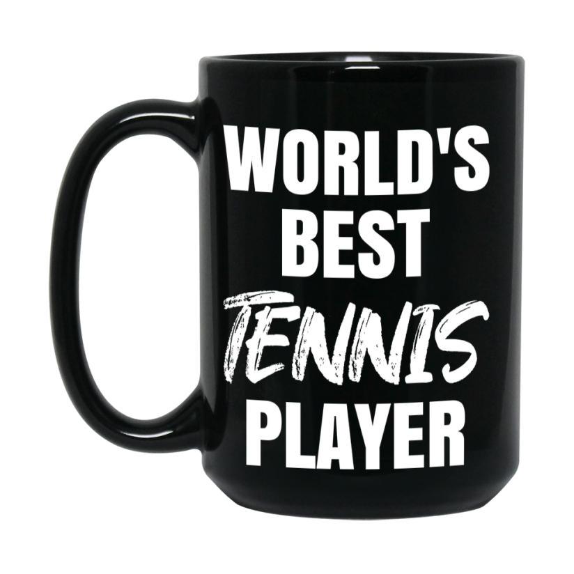 World's Best Tennis Player Mug, Double-Sided 11Oz Or 15Oz Black Ceramic Coffee Cup