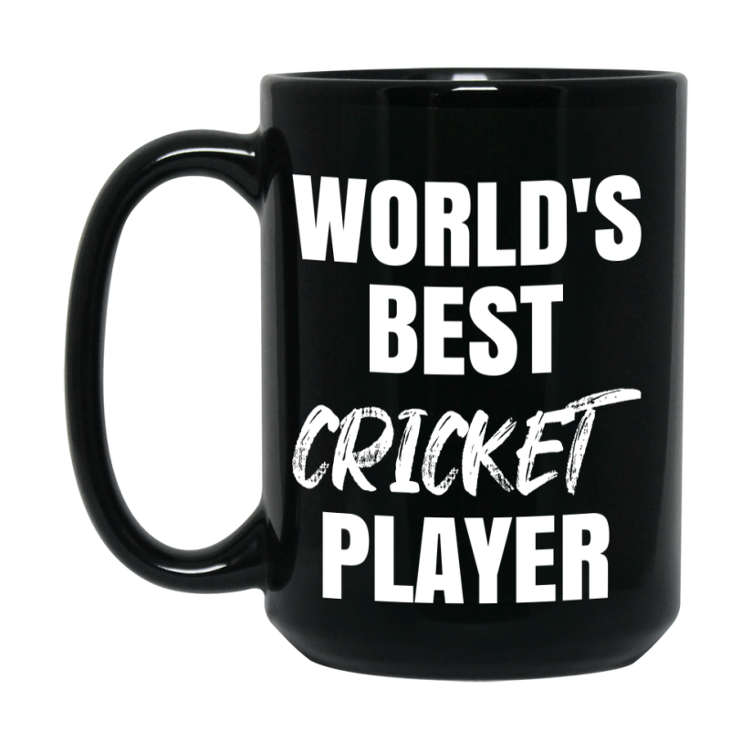 World's Best Cricket Player Mug, Double-Sided 11Oz Or 15Oz Black Ceramic Coffee Cup