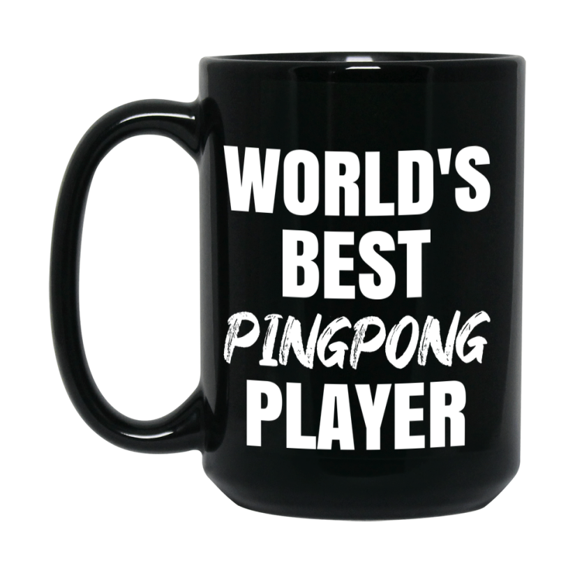 World's Best Pingpong Player Mug, Double-Sided 11Oz Or 15Oz Black Ceramic Coffee Cup