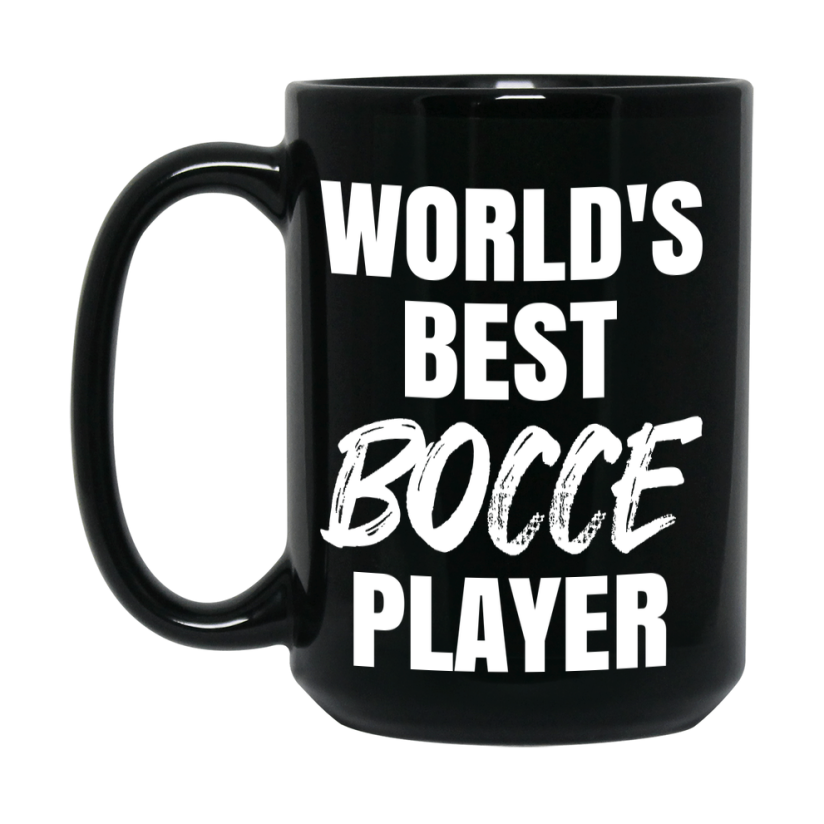 World's Best Bocce Player Mug, Double-Sided 11Oz Or 15Oz Black Ceramic Coffee Cup