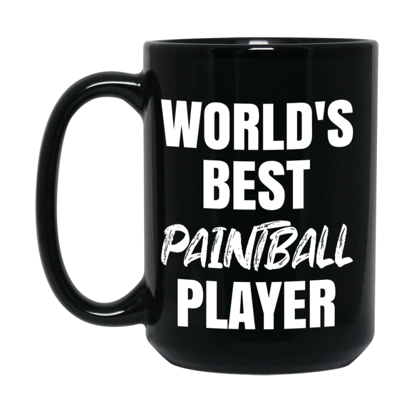World's Best Paintball Player Mug, Double-Sided 11Oz Or 15Oz Black Ceramic Coffee Cup