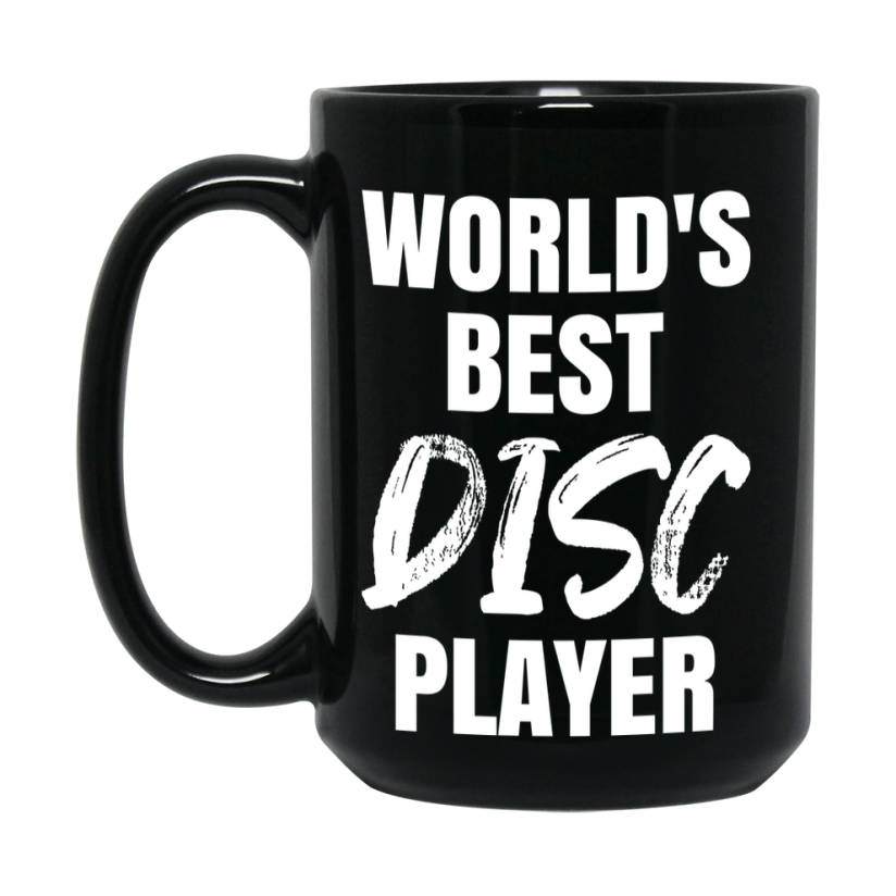 World's Best Disc Player Mug, Double-Sided 11Oz Or 15Oz Black Ceramic Coffee Cup