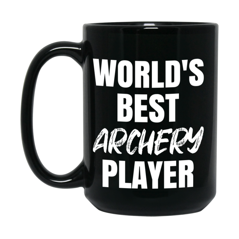 World's Best Archery Player Mug, Double-Sided 11Oz Or 15Oz Black Ceramic Coffee Cup