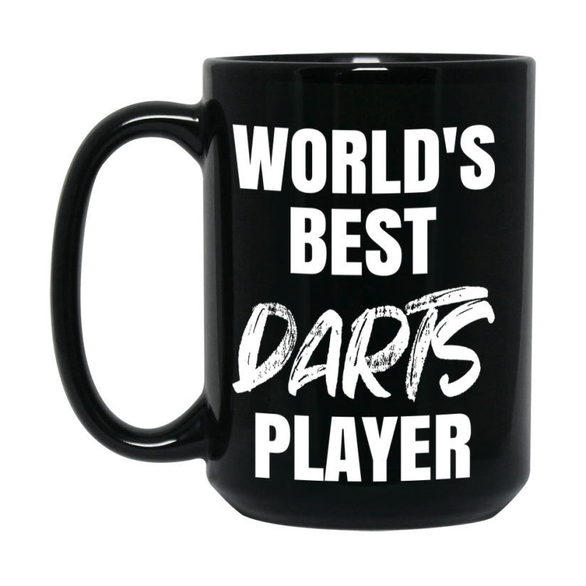 World's Best Darts Player Mug, Double-Sided 11Oz Or 15Oz Black Ceramic Coffee Cup