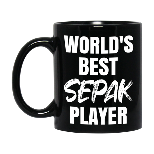 World's Best Sepak Player Mug, Double-Sided 11Oz Or 15Oz Black Ceramic Coffee Cup