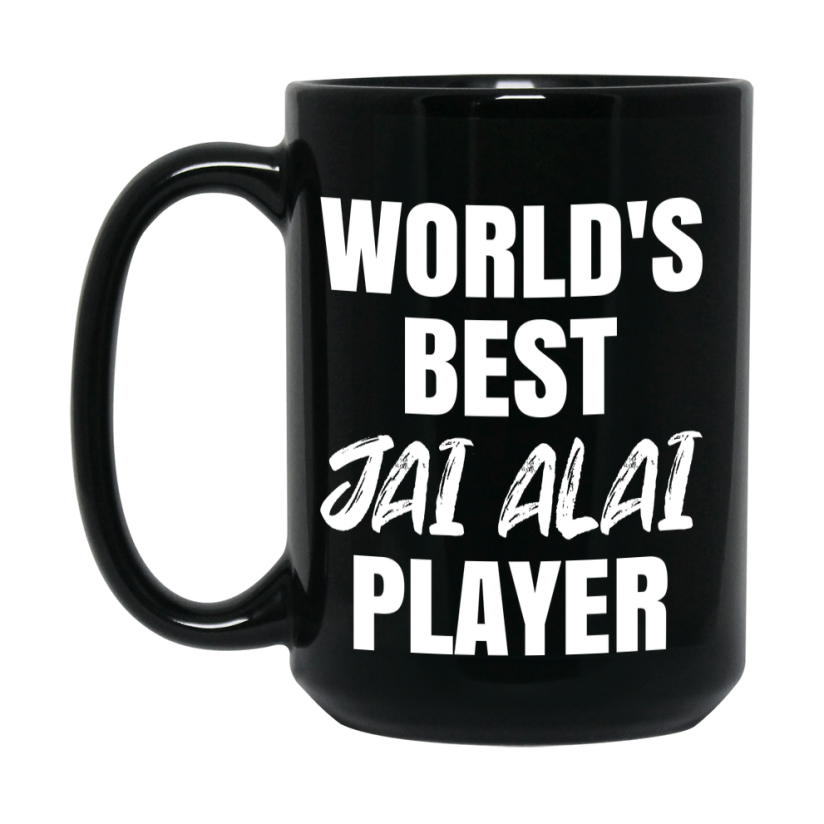 World's Best Jai Alai Player Mug, Double-Sided 11Oz Or 15Oz Black Ceramic Coffee Cup