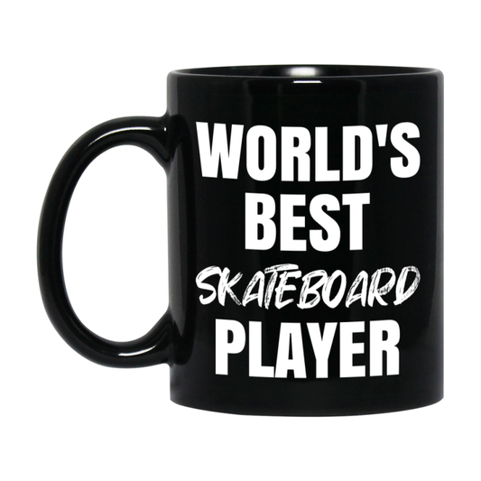 World's Best Skateboard Player Mug, Double-Sided 11Oz Or 15Oz Black Ceramic Coffee Cup