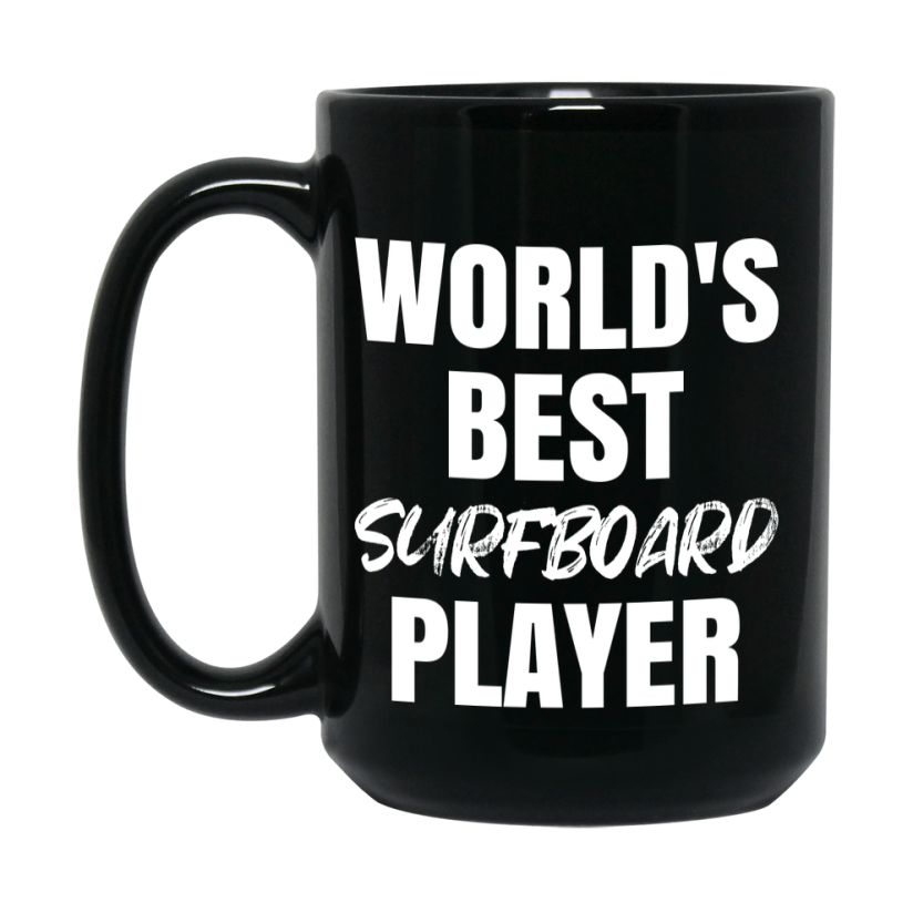 World's Best Surfboard Player Mug, Double-Sided 11Oz Or 15Oz Black Ceramic Coffee Cup