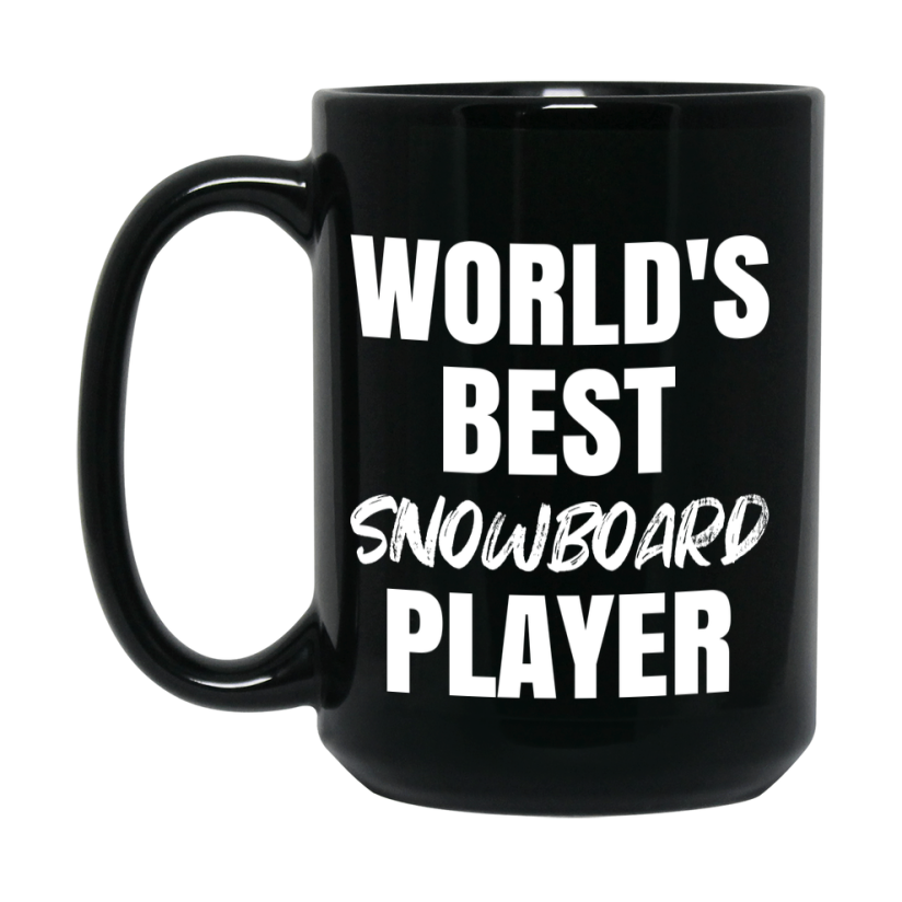 World's Best Snowboard Player Mug, Double-Sided 11Oz Or 15Oz Black Ceramic Coffee Cup