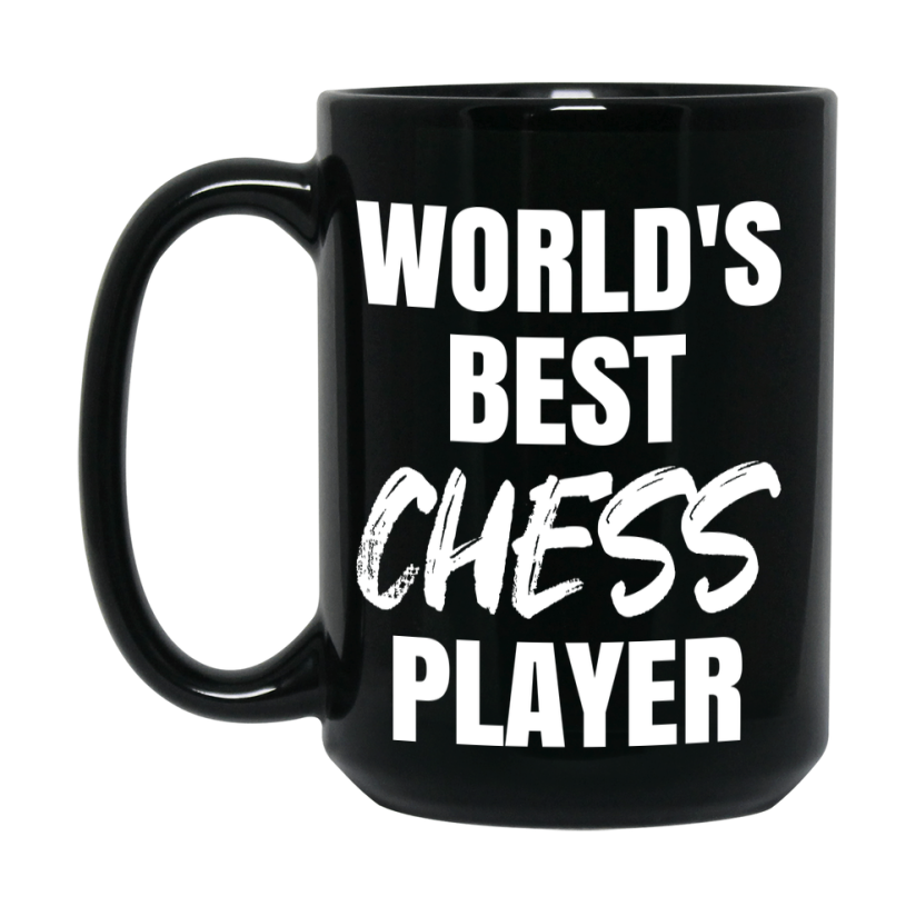 World's Best Chess Player Mug, Double-Sided 11Oz Or 15Oz Black Ceramic Coffee Cup