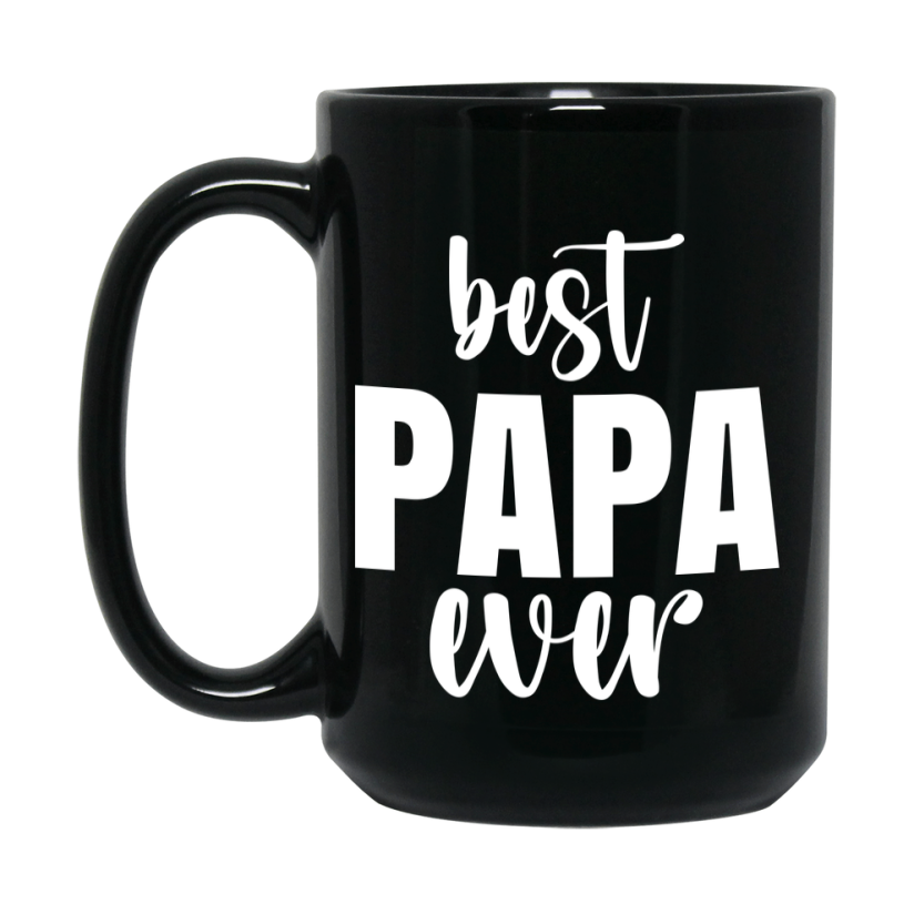 Best Papa Ever Mug, Father’s Day Gift, 11Oz Or 15Oz Black Ceramic Coffee Cup, 1