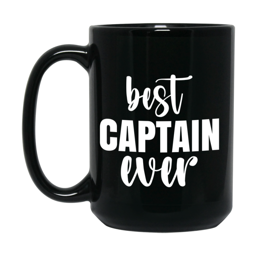 Best Captain Ever Mug, Father’s Day Gift, 11Oz Or 15Oz Black Ceramic Coffee Cup, 1