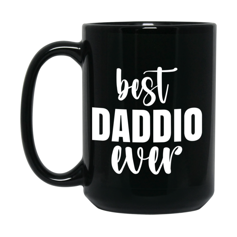 Best Daddio Ever Mug, Father’s Day Gift, 11Oz Or 15Oz Black Ceramic Coffee Cup, 1