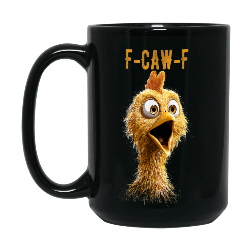 F-Caw-F Chicken Mug, Funny Chicken Coffee Mug Gift, Trendy Black Ceramic Fcawf Cup