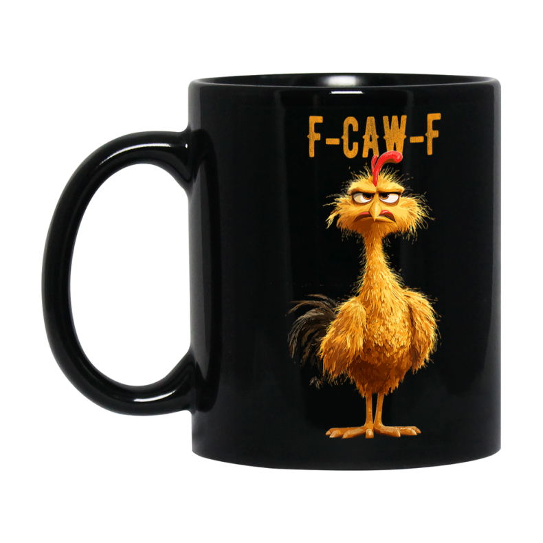 F-Caw-F Chicken Mug, Funny Chicken Coffee Mug Gift, Trendy Black Ceramic Fcawf Cup