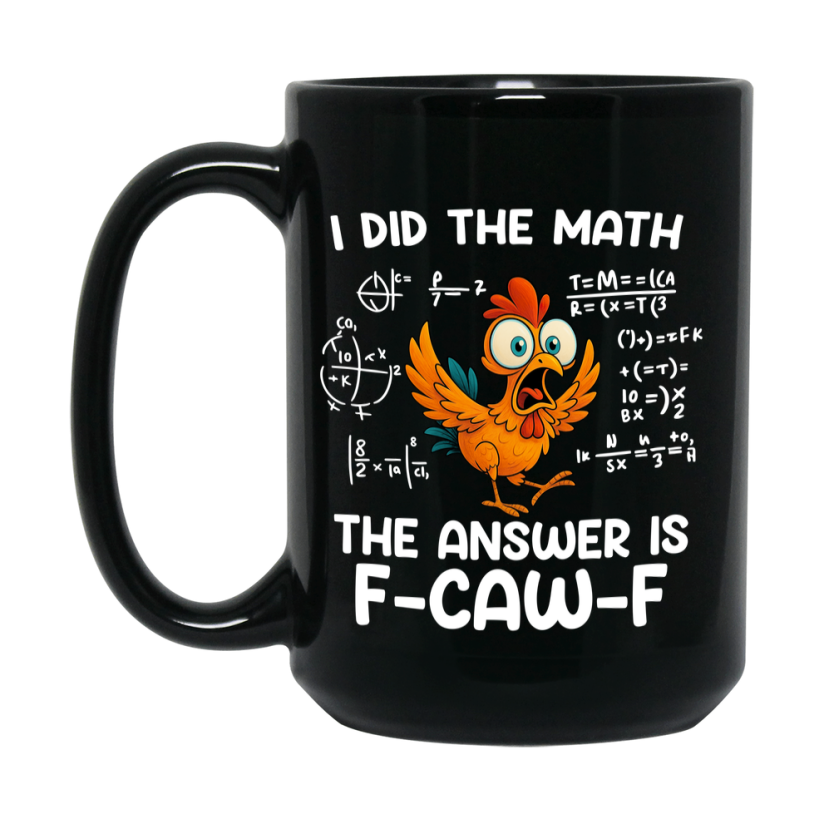 F-Caw-F Chicken Mug, Funny Chicken Coffee Mug Gift, Trendy Black Ceramic Fcawf Cup