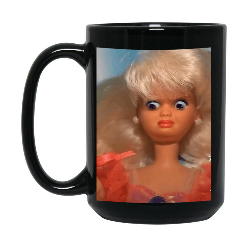 Disgusted Doll Face Mug, Funny Doll Face Meme Coffee Cup