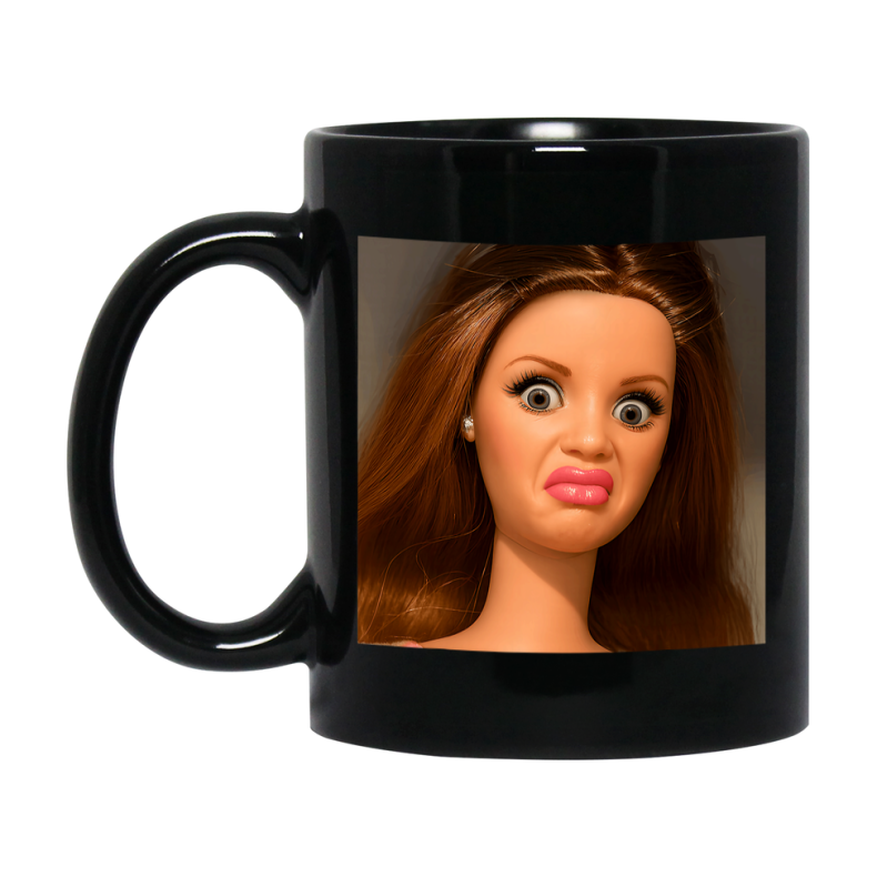 Disgusted Doll Face Mug, Funny Doll Face Meme Coffee Cup
